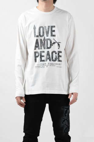 <img class='new_mark_img1' src='https://img.shop-pro.jp/img/new/icons20.gif' style='border:none;display:inline;margin:0px;padding:0px;width:auto;' />roarguns "LOVE AND PEACE" BANDANA PRINT AMERICAN COTTON COMBER JERSEY T-SHIRT (WHITE x BLACK)
