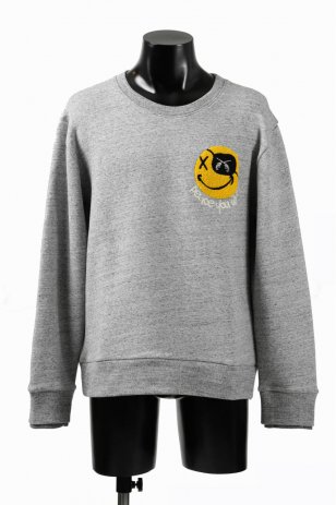 roarguns CHENILLE EMBROIDERY WAPPEN BARE FLEECY KNITTING BRUSHED BACK PULLOVER (GREY)