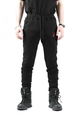 roarguns "FIRE CROSSGUN" SWAROVSKI CRYSTAL FREEDOM STRETCH FLEECY KNITTING PANTS (BLACK)