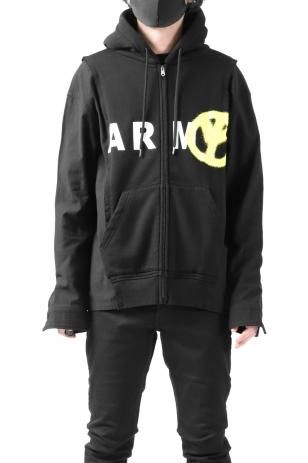 roarguns "ARMY" PRINT 30/7 COTTON FLEECY KNITTING x COTTON NYLON BACK SATIN HOODIE (BLACK)