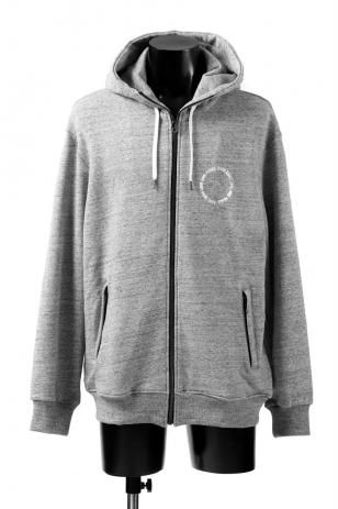 roarguns "STENCIL" PRINT & SWAROVSKI "STAY FREE...& BARCODE" PRINT BARE FLEECY KNIT HOODIE (GREY)