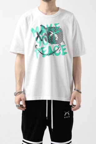 <img class='new_mark_img1' src='https://img.shop-pro.jp/img/new/icons20.gif' style='border:none;display:inline;margin:0px;padding:0px;width:auto;' />roarguns DOT MAKE YOU PEACE PRINT OVERSIZED T / WHITE