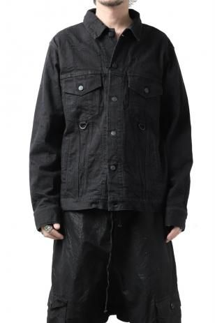 roarguns "CROSSGUN" MOSAICMIX SWAROVSKI METAL BROKEN JACQUARD ONEWASH DENIM JACKET (BLACK)