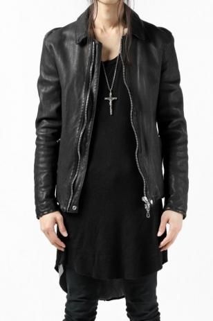 STRUM COLLARED ZIP JACKET / Calf Garment Dyed (BLACK)