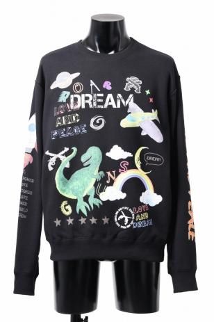 <img class='new_mark_img1' src='https://img.shop-pro.jp/img/new/icons8.gif' style='border:none;display:inline;margin:0px;padding:0px;width:auto;' />roarguns DREAM PRINT CREW NECK SWEAT (BLACK)