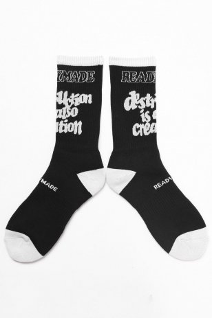<img class='new_mark_img1' src='https://img.shop-pro.jp/img/new/icons8.gif' style='border:none;display:inline;margin:0px;padding:0px;width:auto;' />READYMADE "destruction is also creation" SOCKS (BLACK)