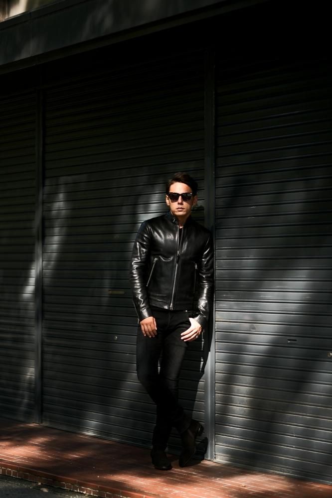 TOM FORD (トムフォード) CAFÉ BIKER JACKET (カフェ バイカー ジャケット) カーフレザー シングル ライダース  ジャケット BLACK (ブラック) - Alto e Diritto / ONLINE STORE