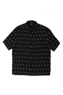 【ご予約】FIXER (フィクサー) FST-02 Silk Shirts ロゴプリント シルク シャツ BLACK (ブラック)