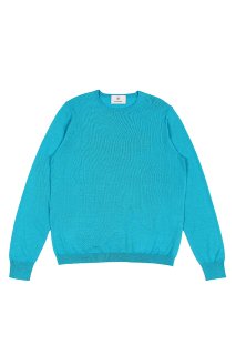 RIVORA (リヴォラ) 18G Wool Silk Crew Neck Pull Over ウール シルク クルーネック セーター BLUE (ブルー・050)