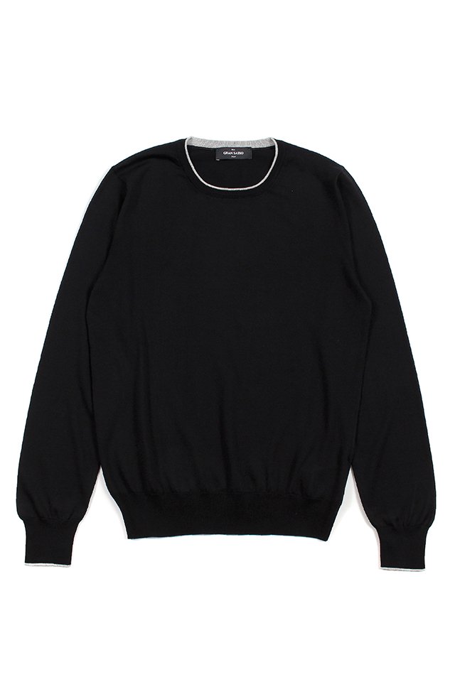 Gran Sasso (グランサッソ) Silk Cotton Knit Sweater シルクコットンニットセーター BLACK  (ブラック・099) - Alto e Diritto / ONLINE STORE