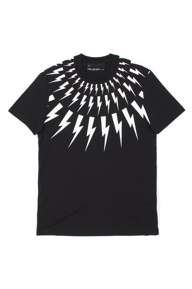 Neil Barrett (ニールバレット) Fair-isle Thunderbolt T-shirt フェアアイル サンダーボルト Tシャツ  BLACK (ブラック・051) - Alto e Diritto / ONLINE STORE