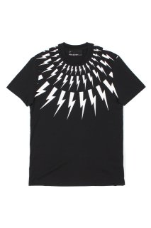 Neil Barrett (ニールバレット) Fair-isle Thunderbolt T-shirt フェアアイル サンダーボルト Tシャツ BLACK (ブラック・051)