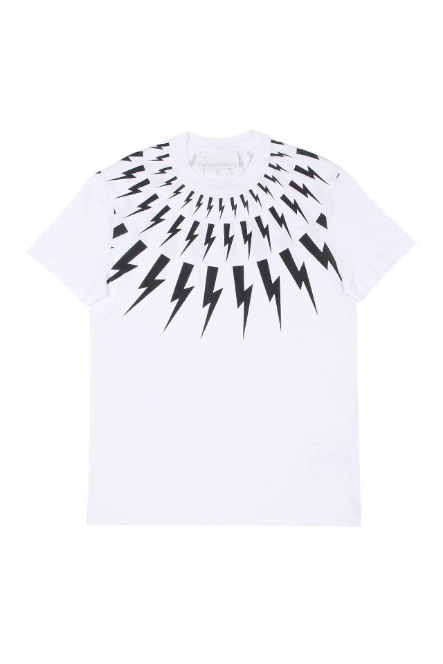 Neil Barrett (ニールバレット) Fair-isle Thunderbolt T-shirt フェアアイル サンダーボルト Tシャツ  WHITE (ホワイト・105) - Alto e Diritto / ONLINE STORE