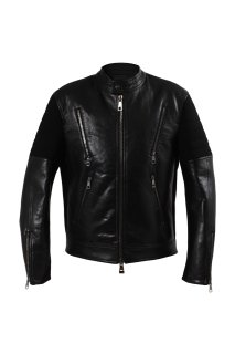 Neil Barrett (ˡХå) Leather Front Sweatshirt Biker Jacket 쥶ߥå 饤 BLACK (֥å001)