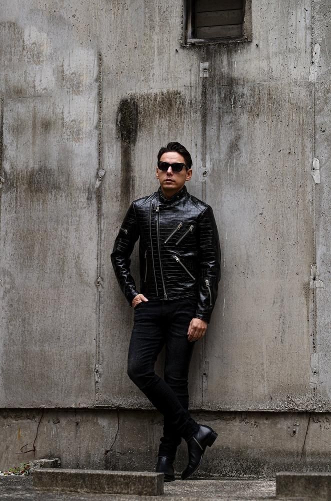 TOM FORD (トムフォード) PRINTED CROC ZIP BIKER エンボス クロコ 