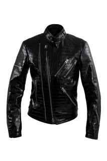 TOM FORD (ȥե) PRINTED CROC ZIP BIKER ܥ  ե쥶 ߥ֥ 饤 BLACK (֥å)