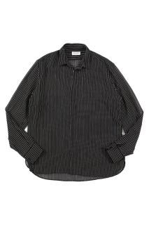 SAINT LAURENT () SHIRT IN PINSTRIPE SILK GEORGETTE 륯 ԥ󥹥ȥ饤  NOIR CRAIE (֥å)