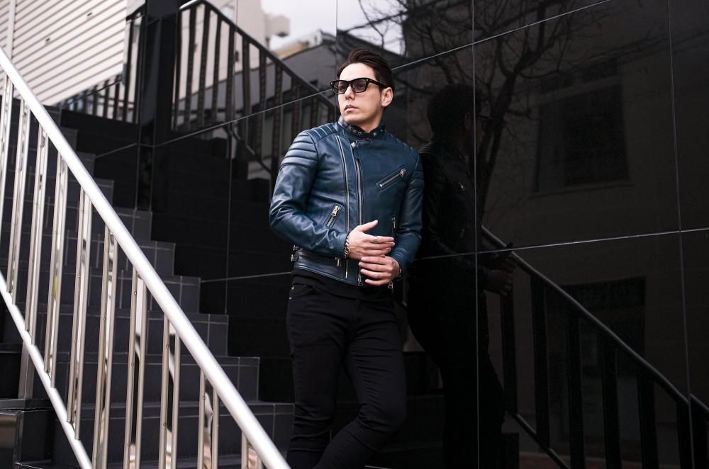 TOM FORD (トムフォード) NAPPA GRAIN LEATHER ZIP BIKER