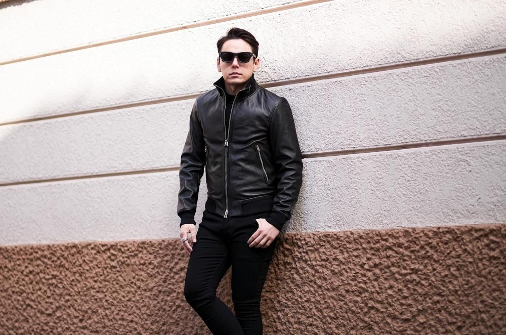 TOM FORD (トムフォード) GRAIN LEATHER FUNNEL BOMBER ラム