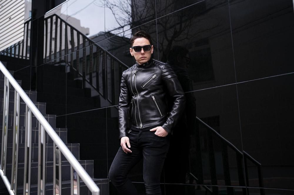 TOM FORD (トムフォード) NAPPA GRAIN LEATHER ZIP BIKER