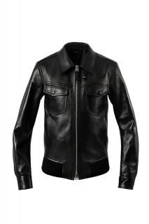 TOM FORD (ȥե) NAPPA GRAIN LEATHER COLLAR BLOUSON 쥶 󥰥 饤 BLACK (֥å)