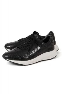 ڤͽWH (֥륨) WHA-0001 CROCODILE LEATHER SNEAKERS 쥶 ˡ BLACKWHITE (֥åߥۥ磻)