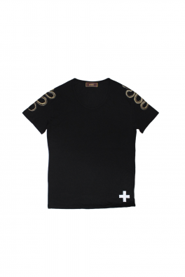 <img class='new_mark_img1' src='https://img.shop-pro.jp/img/new/icons5.gif' style='border:none;display:inline;margin:0px;padding:0px;width:auto;' />Snake Printed U-Neck Loose Fit Tee 