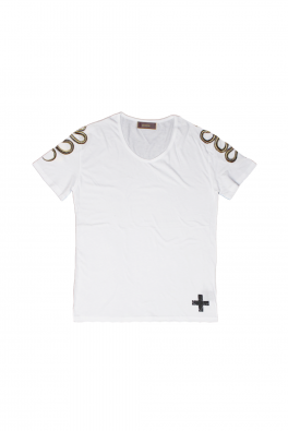 <img class='new_mark_img1' src='https://img.shop-pro.jp/img/new/icons5.gif' style='border:none;display:inline;margin:0px;padding:0px;width:auto;' />Snake Printed U-Neck Loose Fit Tee 