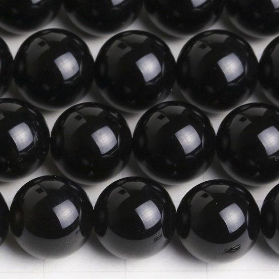 モリオン（黒水晶）(天然) ラウンド型 10mm 4A+ 1/4連(約9.5cm) #AU-4-00072 - 天然石卸問屋