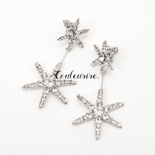 Swarovski Crystal  ֥륹 ɥåץ Double STAR Drop Earrings | ꥹ륷С Crystal Silver