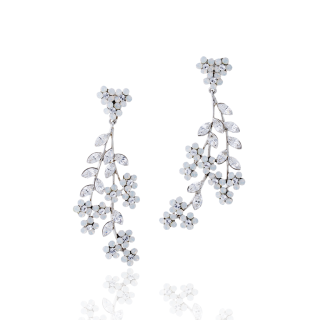 Earrings HEART & LEAF FLOWER Earrings SILVER | NFT Jewelry by Couleurire