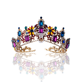 Tiara ESMERALDA Multiple color Crystal Tiara - GOLD | NFT Jewelry