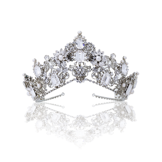  . ESMERALDA Tiara | Clear crystal × Silver | NFT Jewelry by Couleurire 