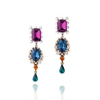  . ESMERALDA Multiple color Crystal Earrings - GOLD | NFT Jewelry by Couleurire