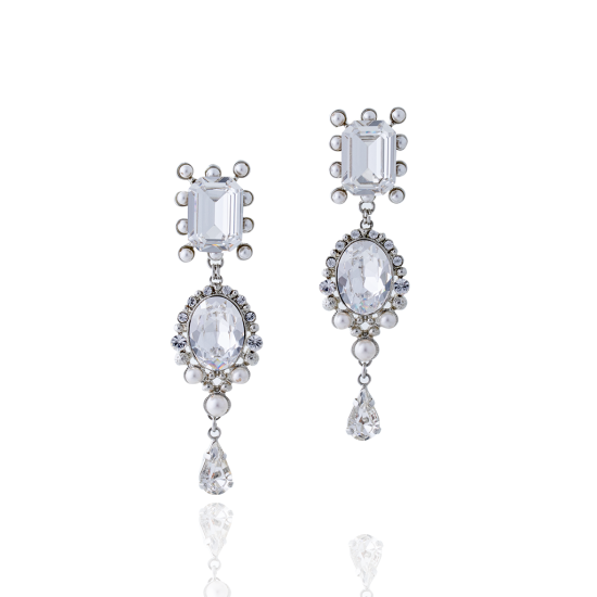 ESMERALDA Clear Crystal Earrings - SILVER | NFT Jewelry by Couleurire