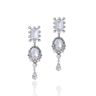  . ESMERALDA Clear Crystal Earrings - SILVER | NFT Jewelry by Couleurire