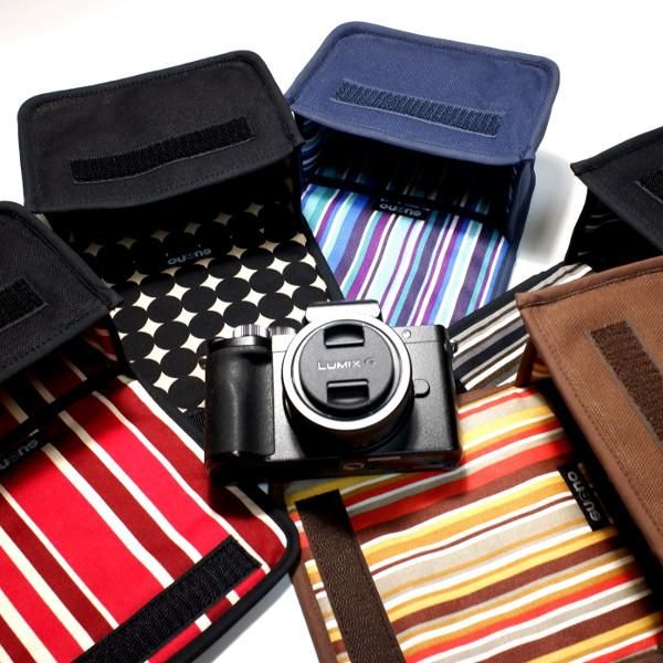 LUMIX G100D ケース (ブラック・ボルドーストライプ) 8号帆布を LUMIX G100D ケース (ブラック・ボルドーストライプ) 8号帆布を