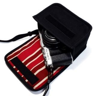 オリンパスペン E-P7ケース (ネイビー・ストライプ) 8号撥水帆布