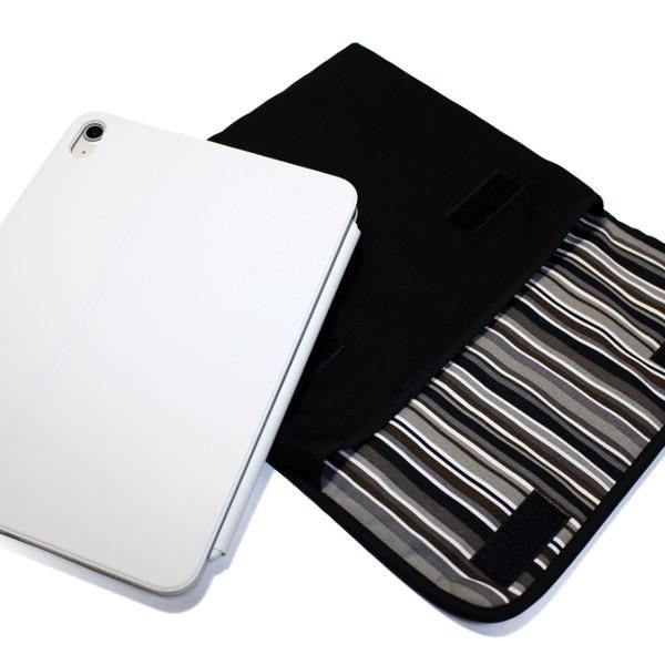 iPad ケース・Lサイズ (ブラック・アルバグレイ) ハンドメイドの
