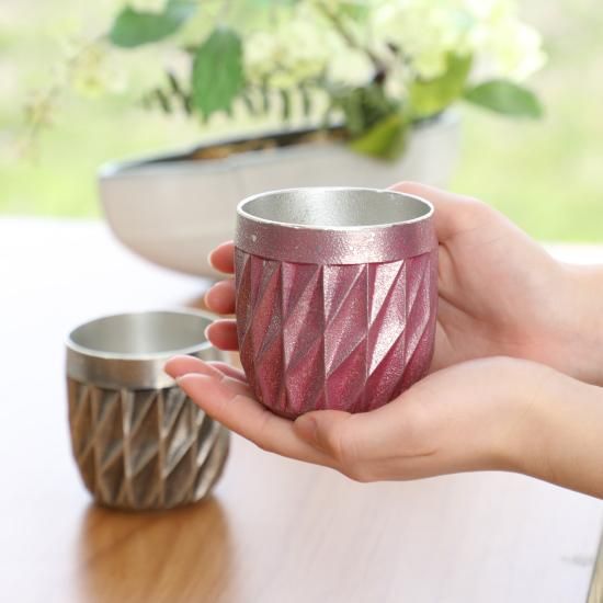 錫 タンブラー ダイヤグラス 紫吹雪漆加工 250ml [No.94A-2