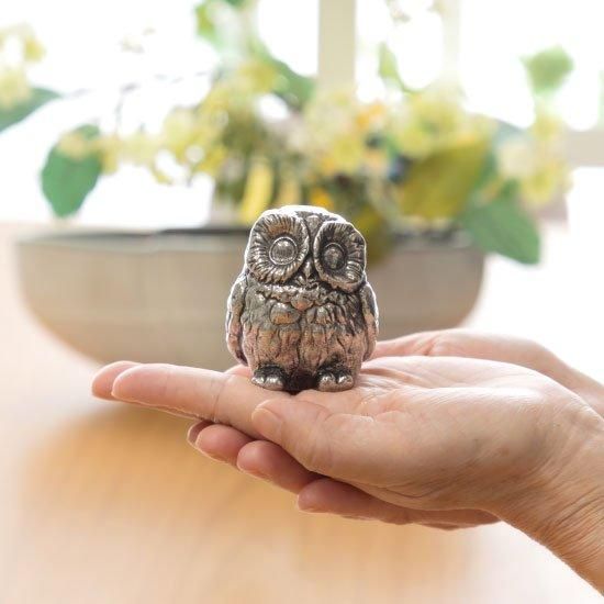 錫 置物 ふくろう 黒漆加工 [No.189]｜薩摩錫器工芸館