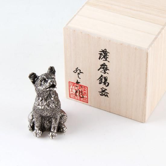 錫 置物 干支 いぬ（戌） 黒漆加工 [No.186A-11]｜薩摩錫器工芸館