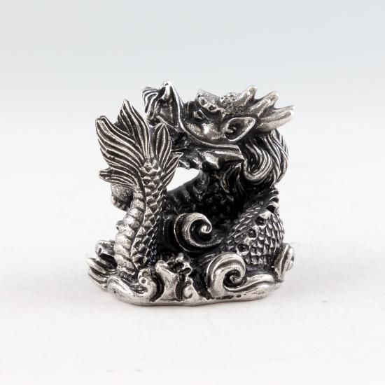錫 置物 干支 龍（辰） -HIKARI- 黒漆加工 [No.186B-5]｜薩摩錫器工芸館