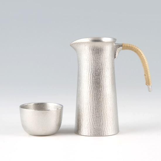 錫 酒器セットぐい呑み1ヶ 白加工 270ml [No.75-4・93A-1]｜薩摩
