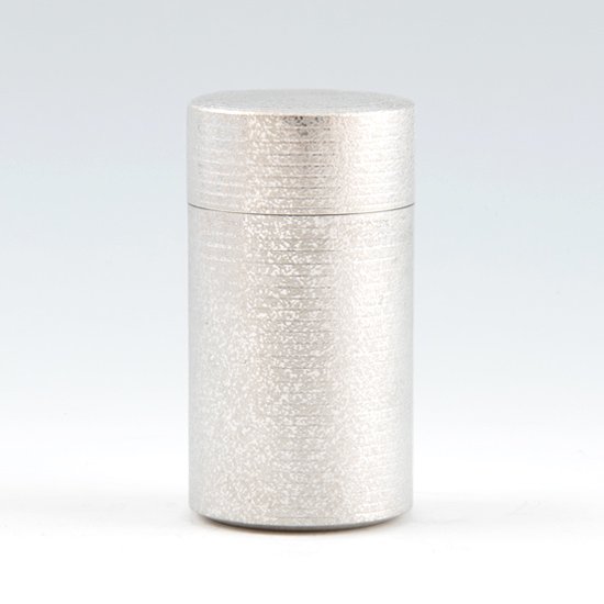 錫 茶筒 吹雪白加工 200g 商品番号：11-2｜薩摩錫器工芸館