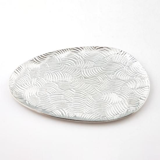 錫 大皿 雫 白加工 16×21cm [No.2024-10-11-C]｜薩摩錫器工芸館