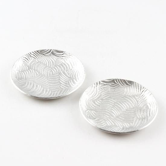 波模様の皿 2枚セット 青い花模様の波形皿2枚セット