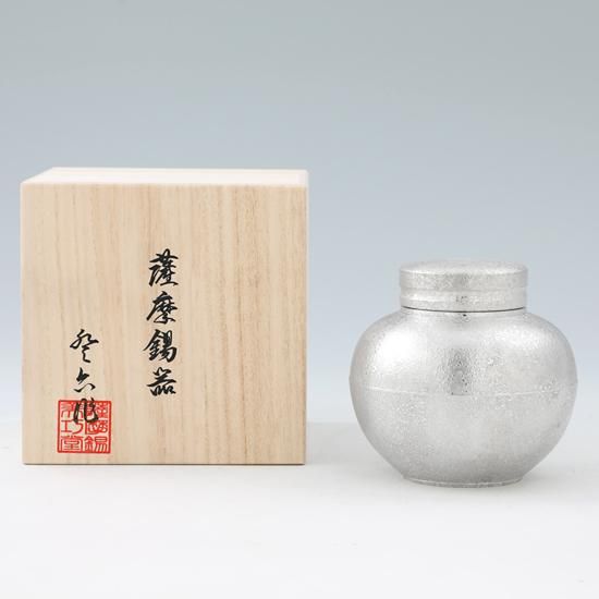 薩摩錫器 登六作 茶壺 未使用品 桜島 松 岩切美巧堂
