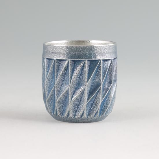 錫 タンブラー ダイヤグラス 藍吹雪漆加工 250ml [No.94A-4