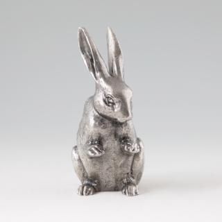 錫 置物 干支 うさぎ（卯） 黒漆加工 [No.186D-4-1]｜薩摩錫器工芸館